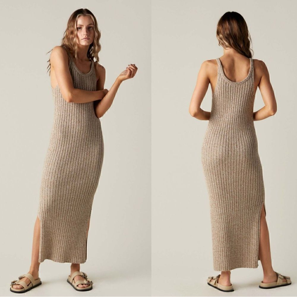 NWT Closed Moulin Knit Midi Tan Dress Strap Nutmeg Size S